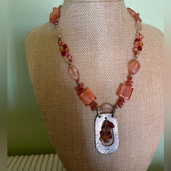 Beautiful coral and red Coldwater Creek Necklace - Picture 3 of 6